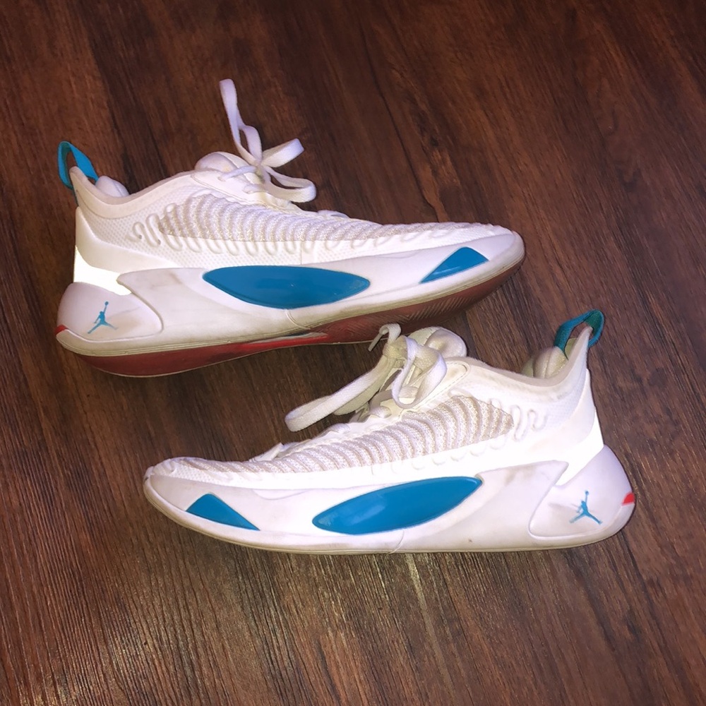 Size 7 Youth 7Y Jordan Brand Luka Doncic White and Blue Athletic Sneakers - Picture 3 of 14